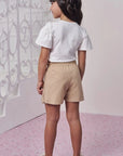 Conjunto de Blusa em Cotton e Short Saia em Linho com Elastano 98783 Infanti Infantil Menina