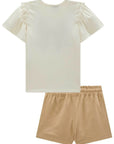 Conjunto de Blusa em Cotton e Short Saia em Linho com Elastano 98783 Infanti Infantil Menina