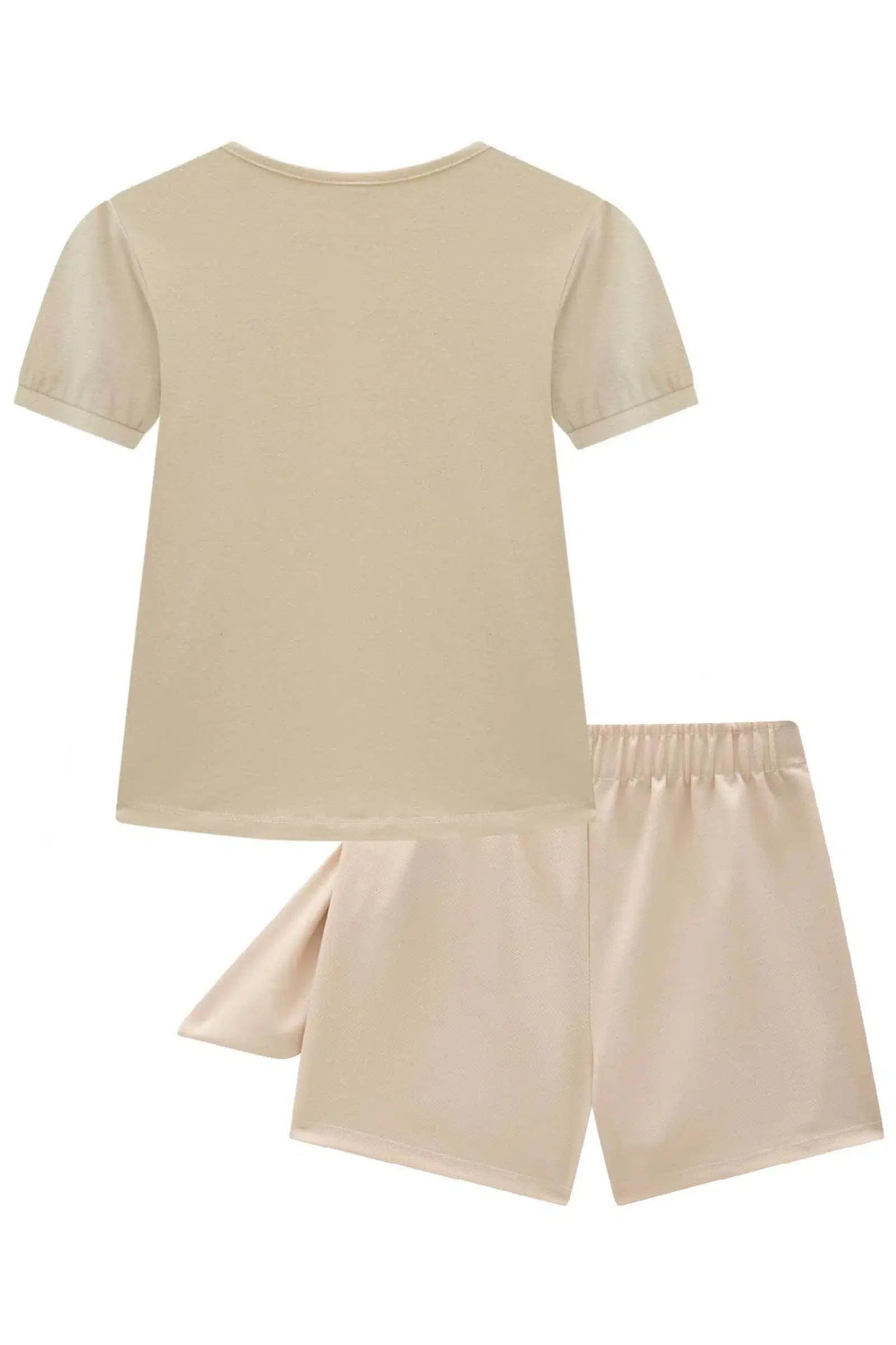 Conjunto de Blusa em Cotton e Short Saia em Malha Twill Brilho 82206 Infanti