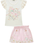 Conjunto de Blusa em Cotton e Short Saia em Molecotton 81534 Infanti