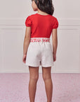 Conjunto de Blusa em Cotton e Short Saia em Moletom Linho sem Pelúcia 98988 Infanti Infantil Menina