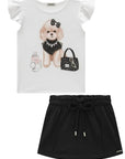 Conjunto de Blusa em Cotton e Short Saia em Molevisco 95873 Infanti Infantil Menina