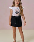 Conjunto de Blusa em Cotton e Short Saia em Molevisco 95873 Infanti Infantil Menina