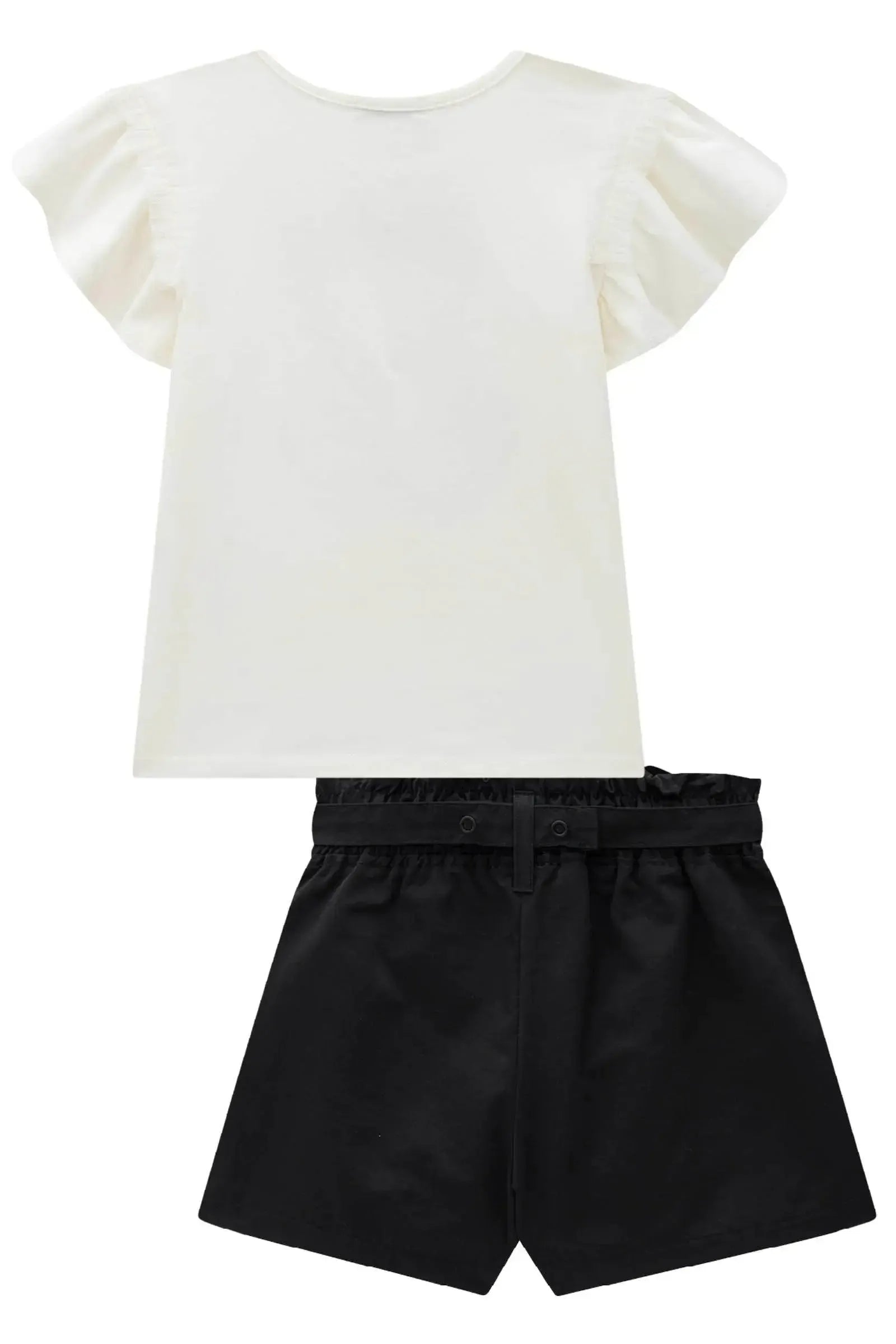 Conjunto de Blusa em Cotton e Short Saia em Tecido Amore 88129 Infanti Infantil Menina