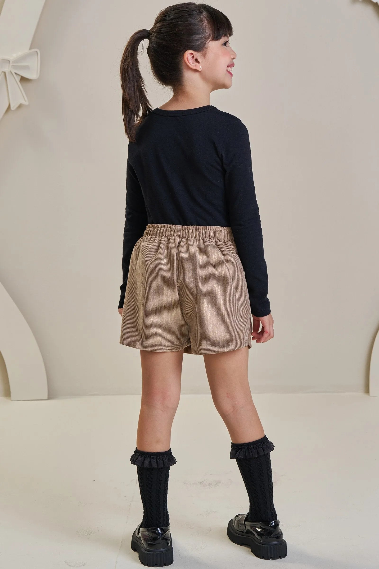 Conjunto de Blusa em Cotton e Short Saia em Veludo Cotelê Gold 93044 Infanti Infantil Menina