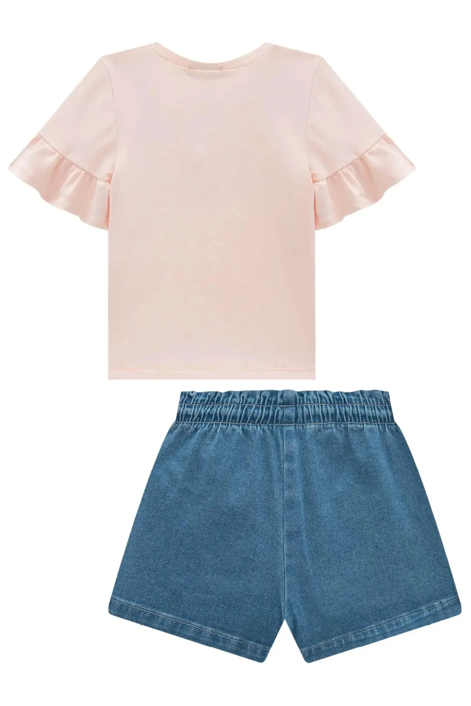 Conjunto de Blusa em Cotton e Shorts em Jeans com Elastano 96961 Infanti Infantil Menina