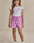 Conjunto de Blusa em Cotton e Shorts em Laise Romantic 93217 Infanti Infantil Menina