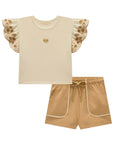 Conjunto de Blusa em Cotton e Shorts em Linho Santorine com Elastano 21727 Infanti Infantil Menina