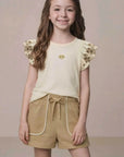 Conjunto de Blusa em Cotton e Shorts em Linho Santorine com Elastano 21727 Infanti Infantil Menina