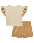 Conjunto de Blusa em Cotton e Shorts em Linho Santorine com Elastano 21727 Infanti Infantil Menina