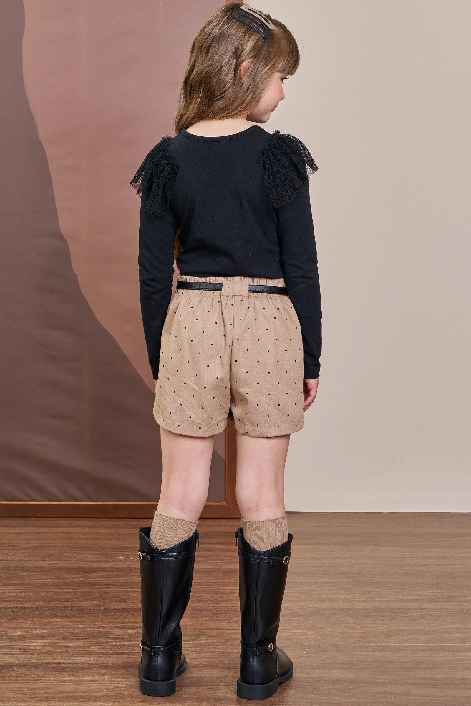 Conjunto de Blusa em Cotton e Shorts em Linho Santorine com Elastano 92350 Infanti Infantil Menina