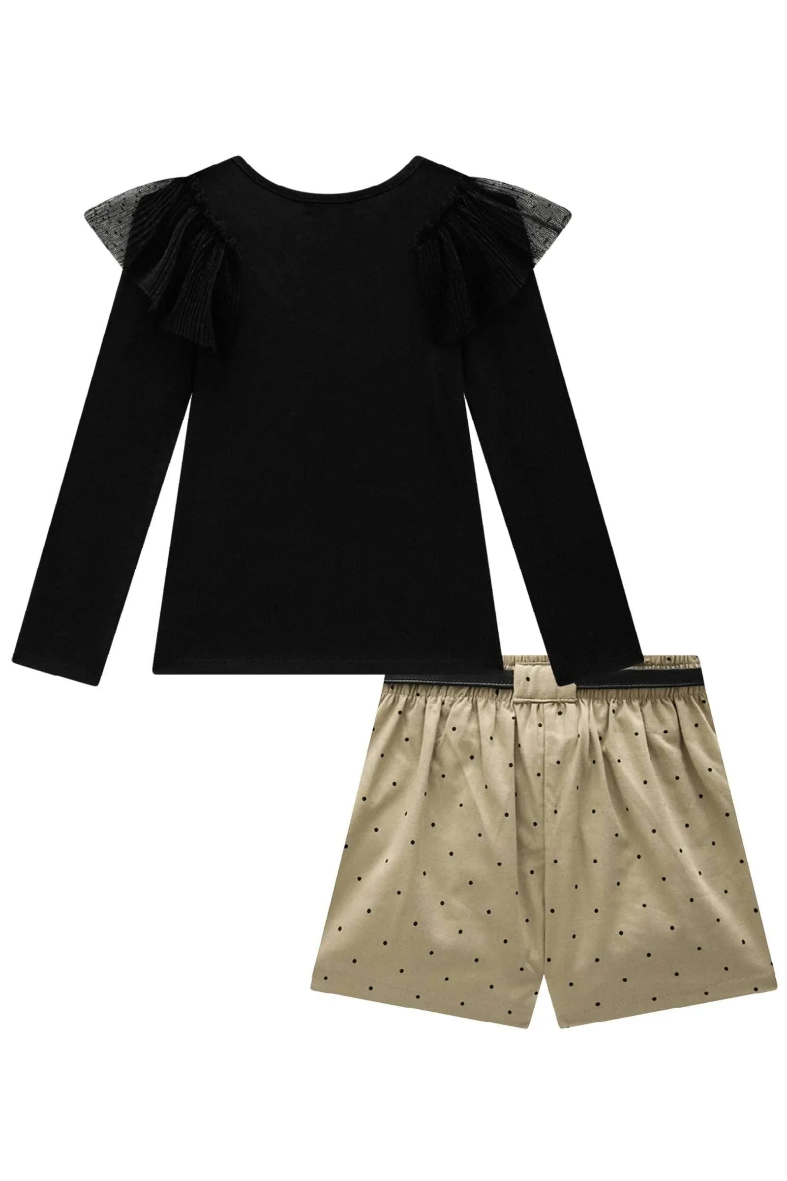 Conjunto de Blusa em Cotton e Shorts em Linho Santorine com Elastano 92350 Infanti Infantil Menina