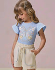 Conjunto de Blusa em Cotton e Shorts em Linho Santorine com Elastano 96279 Infanti Infantil Menina