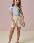 Conjunto de Blusa em Cotton e Shorts em Linho Santorine com Elastano 96279 Infanti Infantil Menina