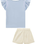 Conjunto de Blusa em Cotton e Shorts em Linho Santorine com Elastano 96279 Infanti Infantil Menina