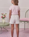 Conjunto de Blusa em Cotton e Shorts em Moletom Linho sem Pelúcia 98998 Infanti Infantil Menina