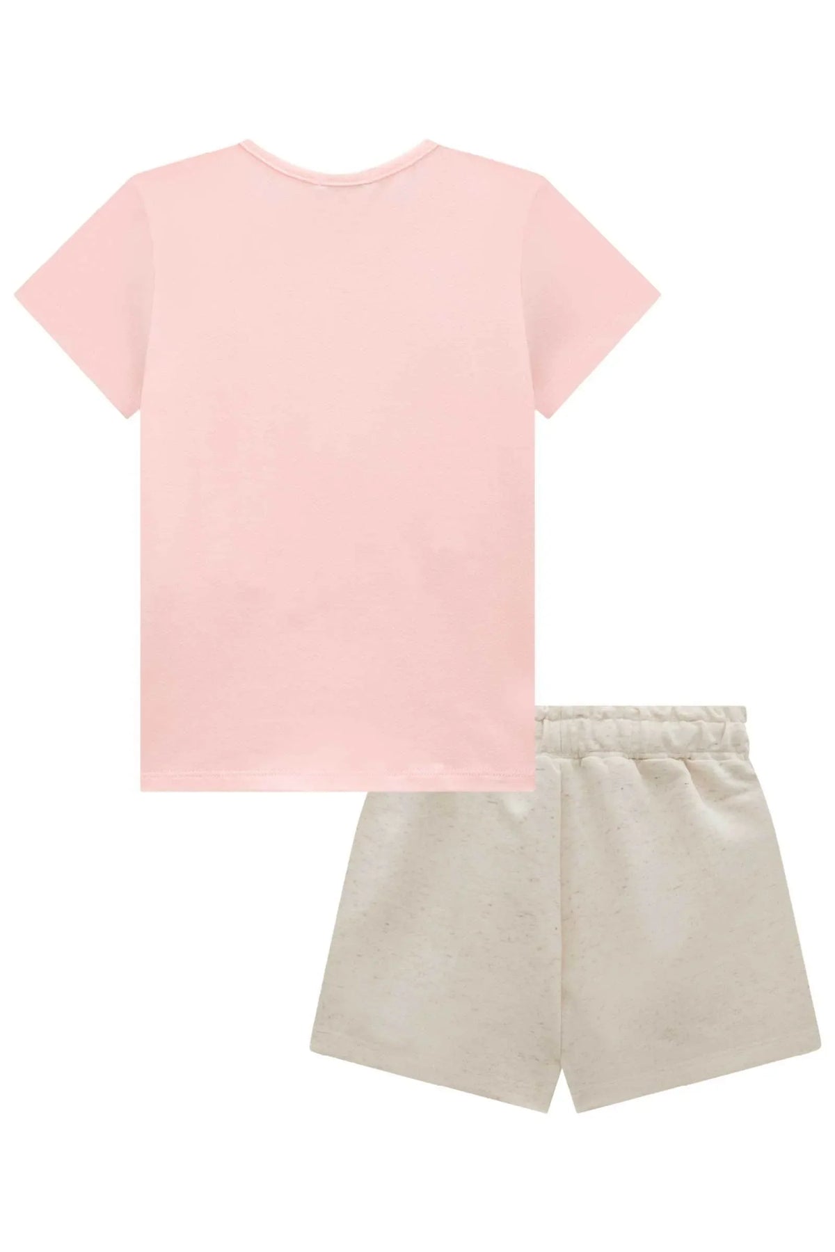 Conjunto de Blusa em Cotton e Shorts em Moletom Linho sem Pelúcia 98998 Infanti Infantil Menina
