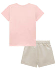 Conjunto de Blusa em Cotton e Shorts em Moletom Linho sem Pelúcia 98998 Infanti Infantil Menina