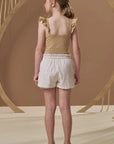 Conjunto de Blusa em Cotton e Shorts em Tecido Listrado Bordado 96665 Infanti Infantil Menina