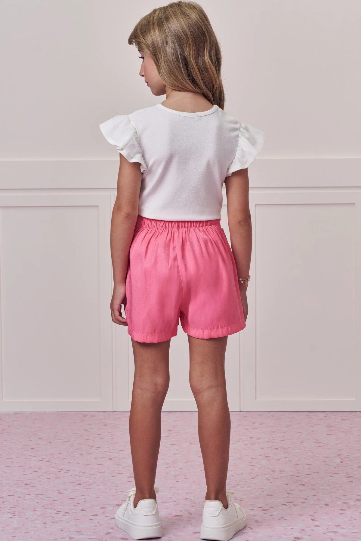 Conjunto de Blusa em Cotton e Shorts em Tecido Shine 99099 Infanti Infantil Menina