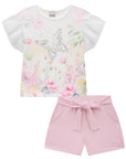 Conjunto de Blusa em Cotton e Tule com Shorts em Molevisco 74789 Infanti