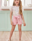 Conjunto de Blusa em Cotton e Tule com Shorts em Molevisco 74789 Infanti