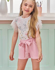 Conjunto de Blusa em Cotton e Tule com Shorts em Molevisco 74789 Infanti