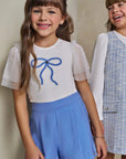 Conjunto de Blusa em Cotton e Tule e Shorts em Blend de Viscose 93231 Infanti Infantil Menina