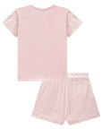 Conjunto de Blusa em Cotton e Tule Laços e Short Saia em Sarja com Elastano 84355 Infanti Infantil Menina