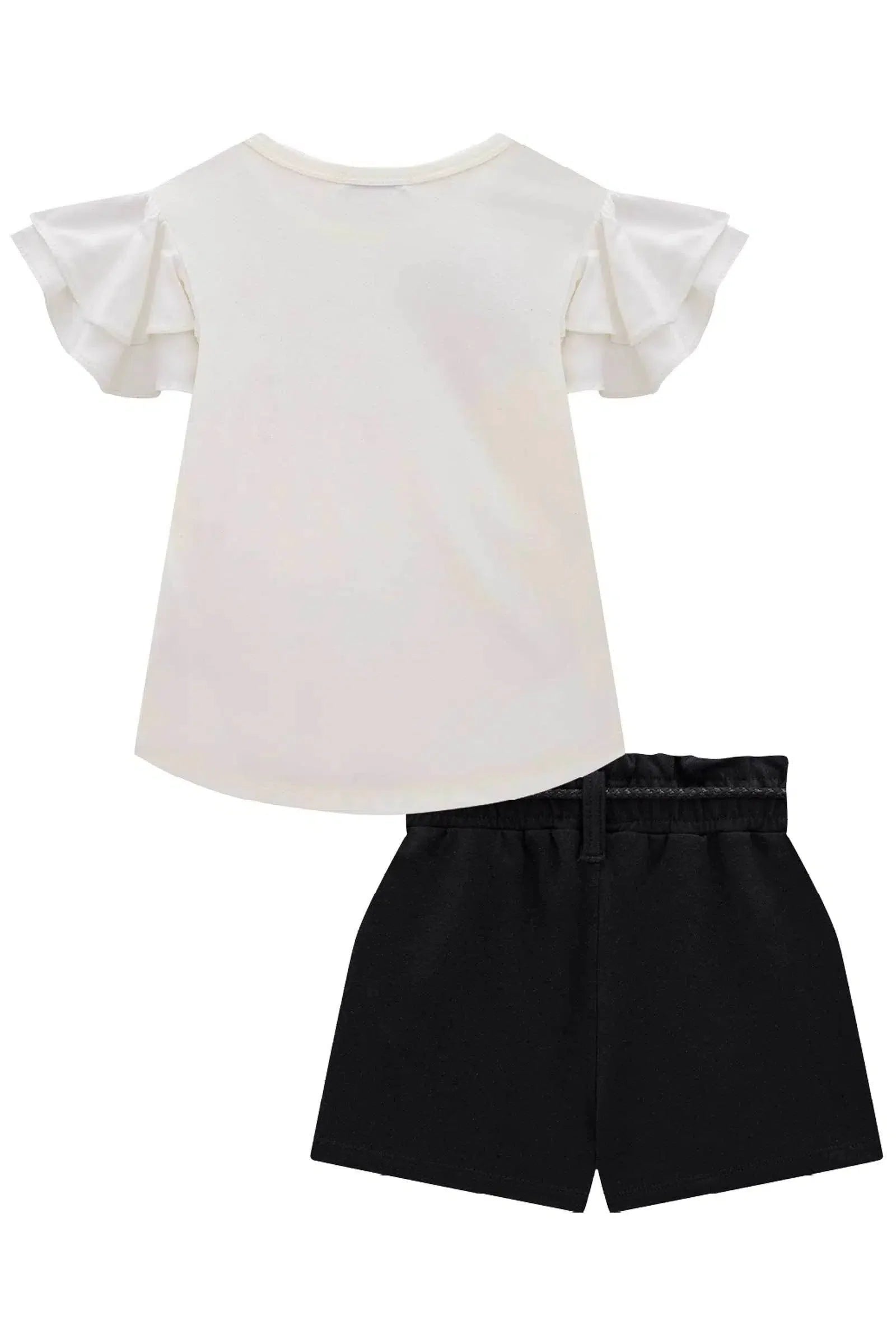 Conjunto de Blusa em Cotton e Viscose e Short Saia em Molecotton 81529 Infanti