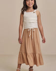 Conjunto de Blusa em Linho Deluxe com Saia Midi em Viscose 99162 Infanti Infantil Menina