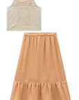 Conjunto de Blusa em Linho Deluxe com Saia Midi em Viscose 99162 Infanti Infantil Menina