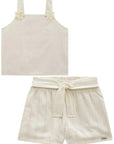 Conjunto de Blusa em Linho Deluxe e Shorts em Blend de Linho Bordado 96497 Infanti Infantil Menina