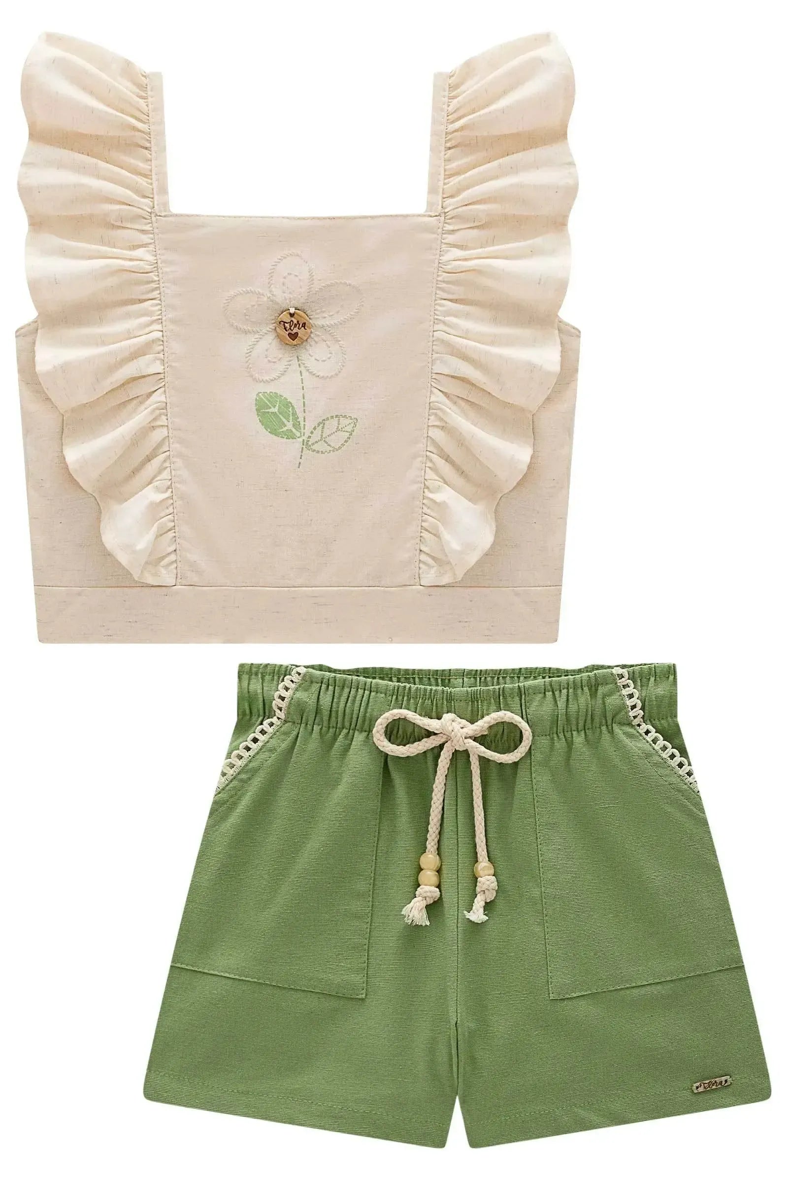 Conjunto de Blusa em Linho Deluxe e Shorts em Linho com Elastano 98552 Infanti Infantil Menina