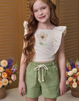 Conjunto de Blusa em Linho Deluxe e Shorts em Linho com Elastano 98552 Infanti Infantil Menina