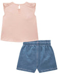 Conjunto de Blusa em Malha Bee com Shorts em Jeans com Elastano 81878 Infanti