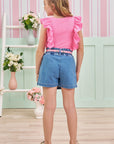 Conjunto de Blusa em Malha Capri com Short Saia em Jeans Bellini com Elastano 74906 Infanti