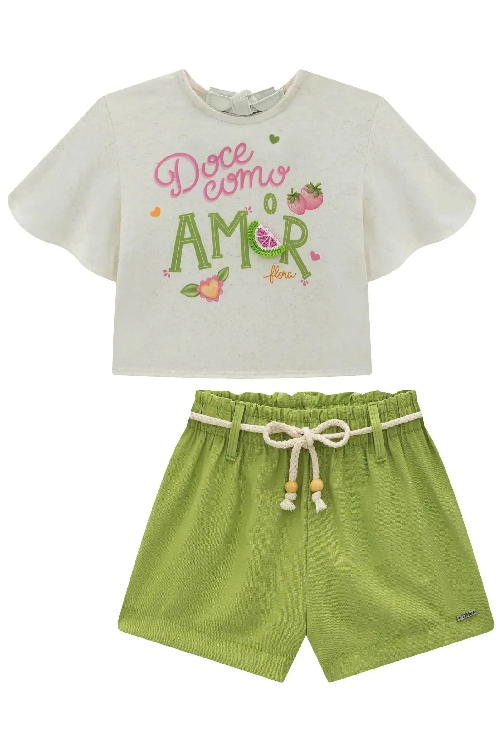 Conjunto de Blusa em Malha Fresh com Shorts em Blend de Viscose 93228 Infanti Infantil Menina