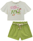 Conjunto de Blusa em Malha Fresh com Shorts em Blend de Viscose 93228 Infanti Infantil Menina