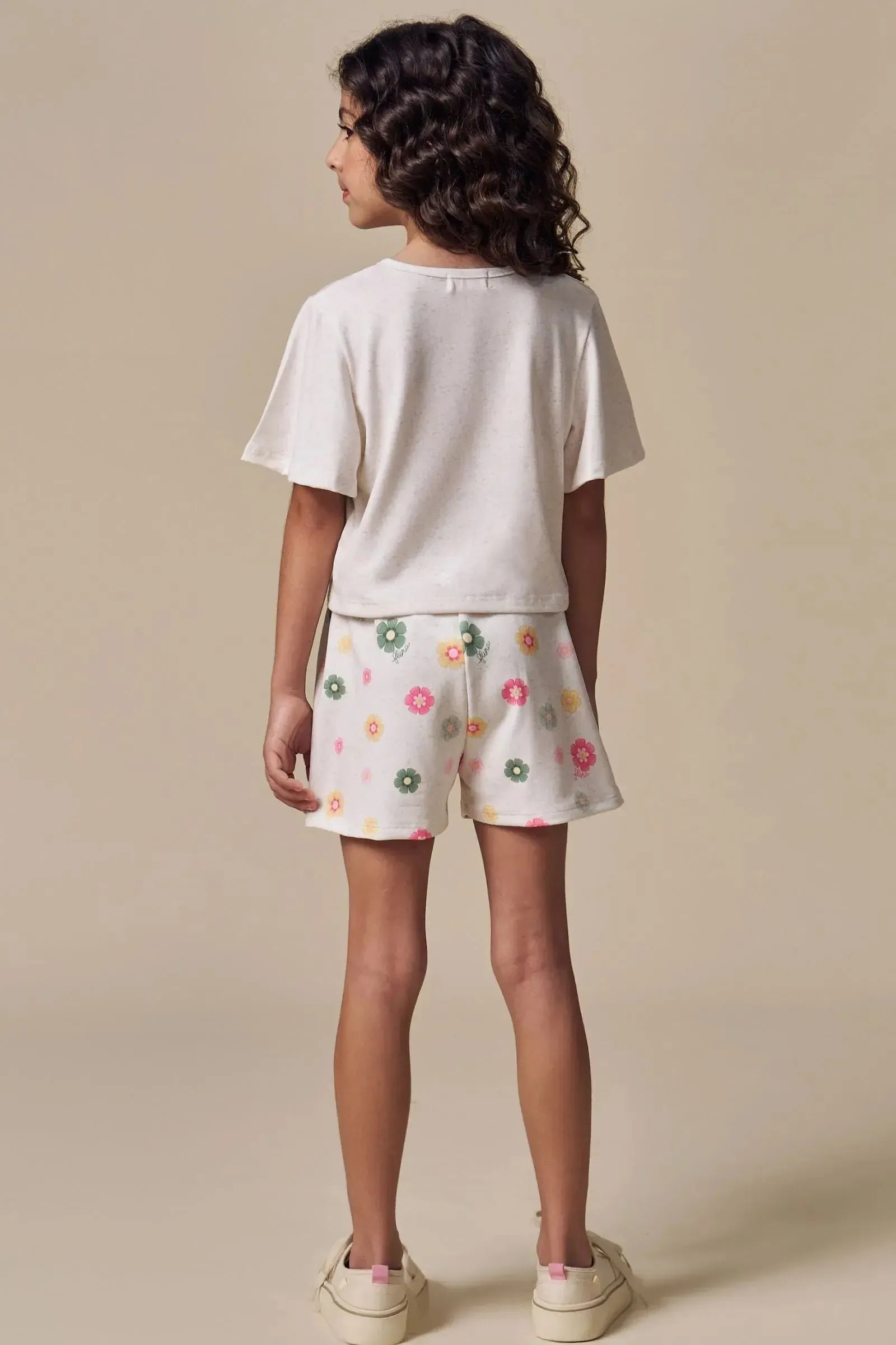 Conjunto de Blusa em Malha Fresh com Shorts em Molecotton 96953 Infanti Infantil Menina