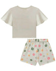 Conjunto de Blusa em Malha Fresh com Shorts em Molecotton 96953 Infanti Infantil Menina