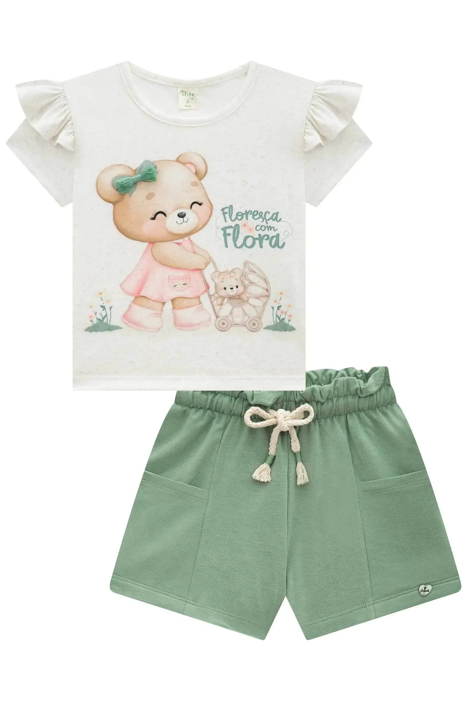 Conjunto de Blusa em Malha Fresh com Shorts em Molevisco 94669 Infanti Infantil Menina