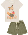 Conjunto de Blusa em Malha Fresh com Shorts em Molevisco 99142 Infanti Infantil Menina