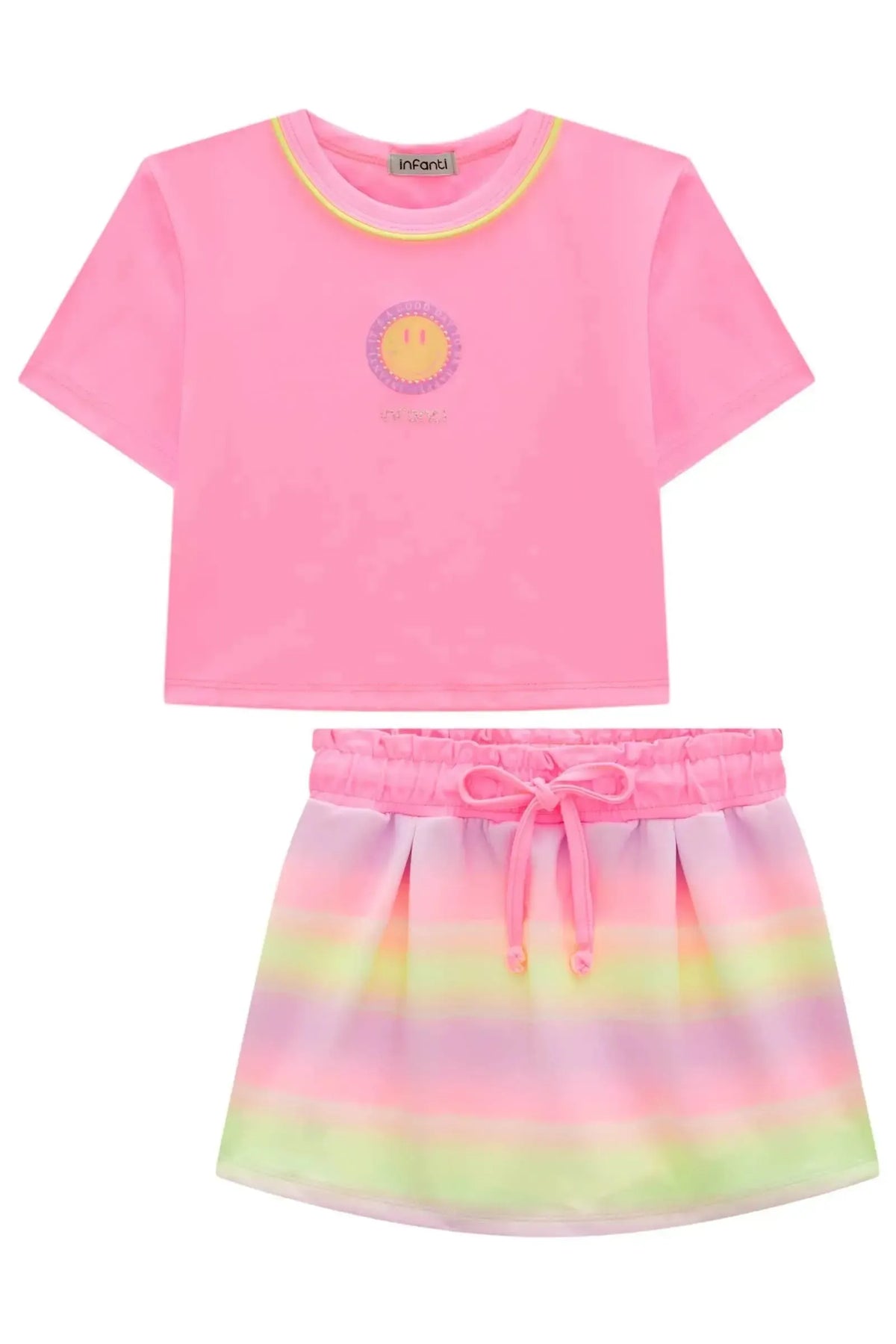 Conjunto de Blusa em Malha Poliamida e Short Saia em Fly Tech 98813 Infanti Infantil Menina