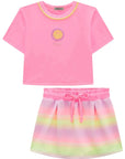 Conjunto de Blusa em Malha Poliamida e Short Saia em Fly Tech 98813 Infanti Infantil Menina