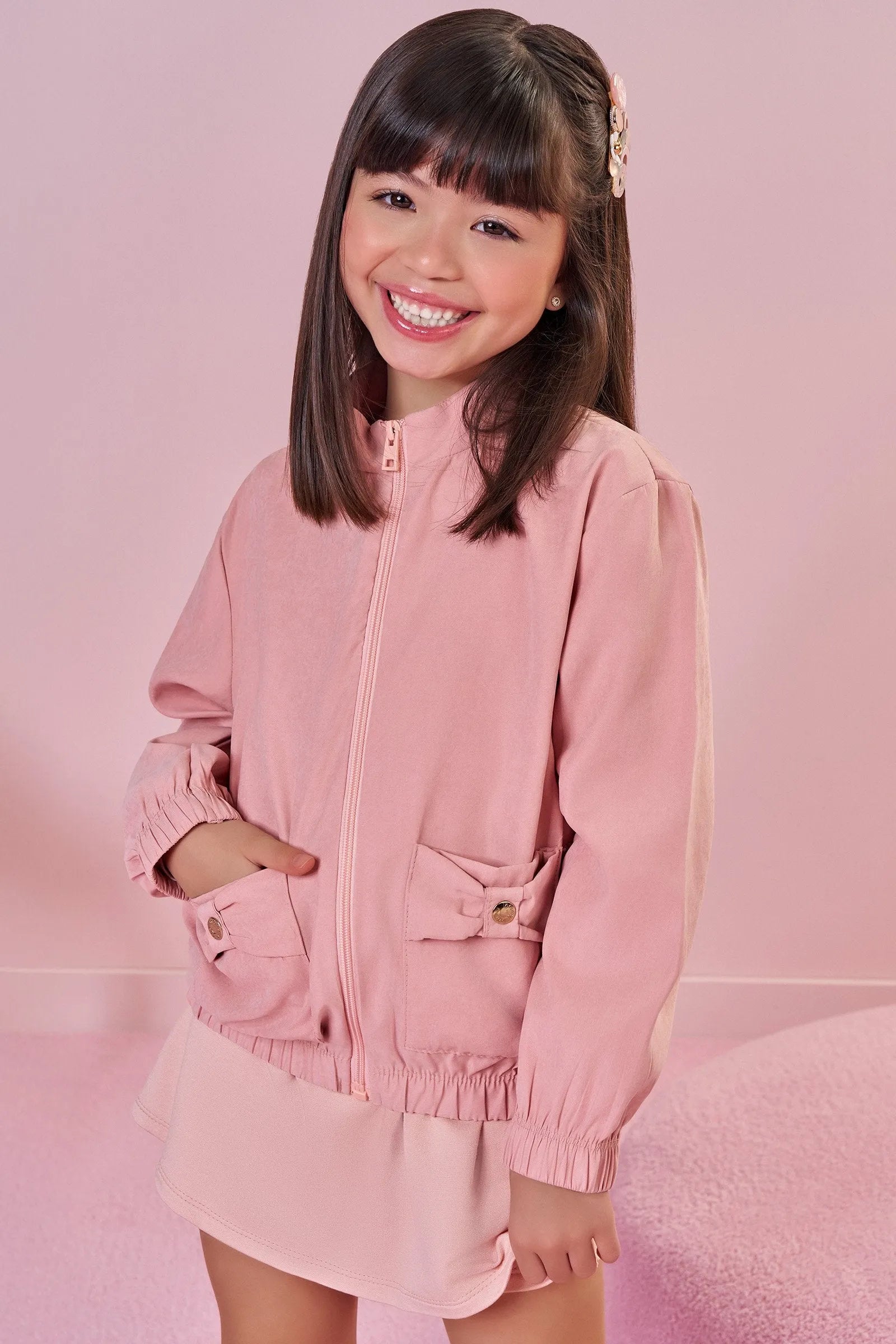 Conjunto de Blusa em Malha Power com Short Saia em Molevisco 92146 Infanti Infantil Menina