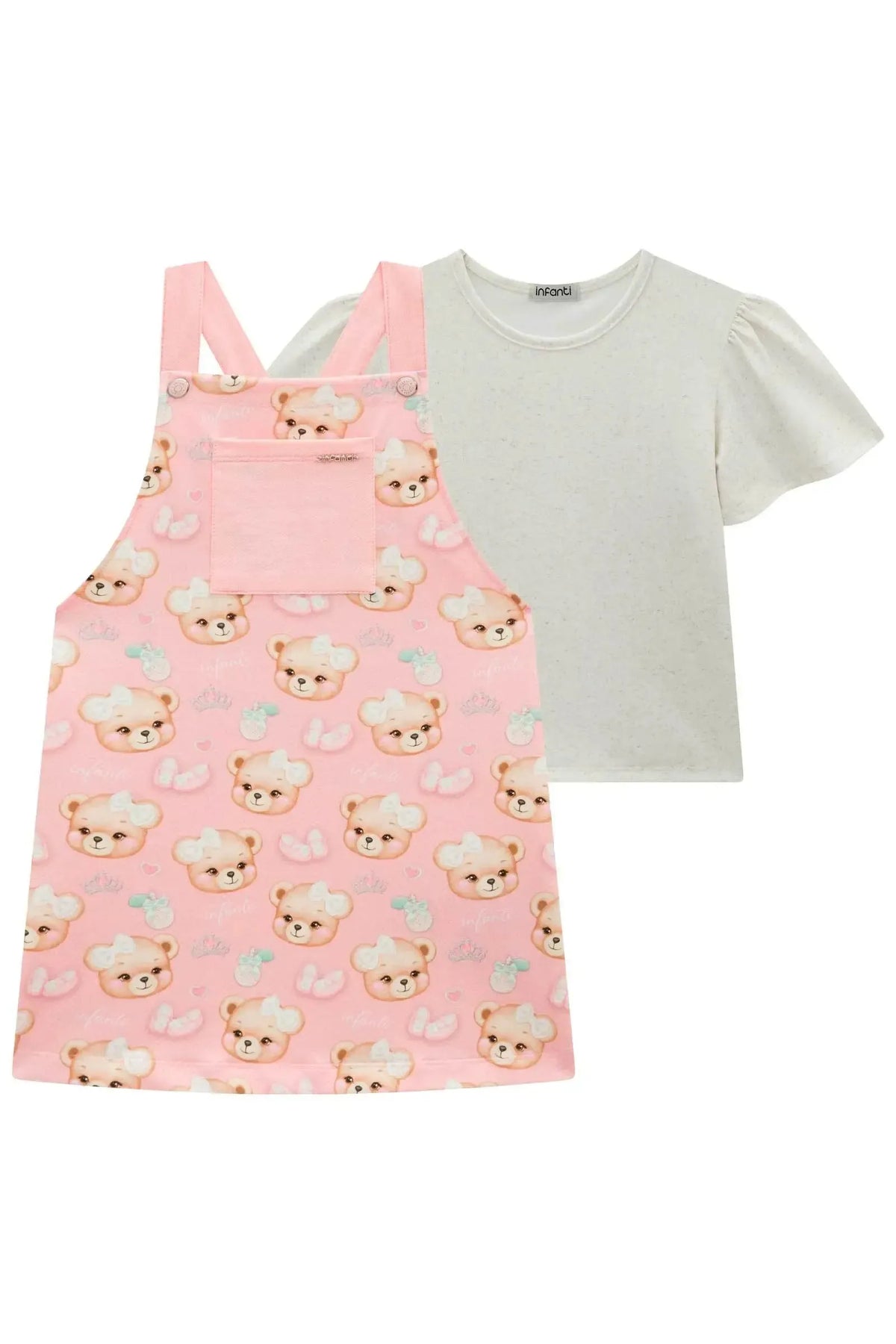 Conjunto de Blusa em Malha Power e Salopete em Molecotton 99130 Infanti Infantil Menina