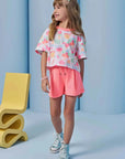 Conjunto de Blusa em Malha Power e Shorts em Canelado Liz 95420 Infanti Infantil Menina