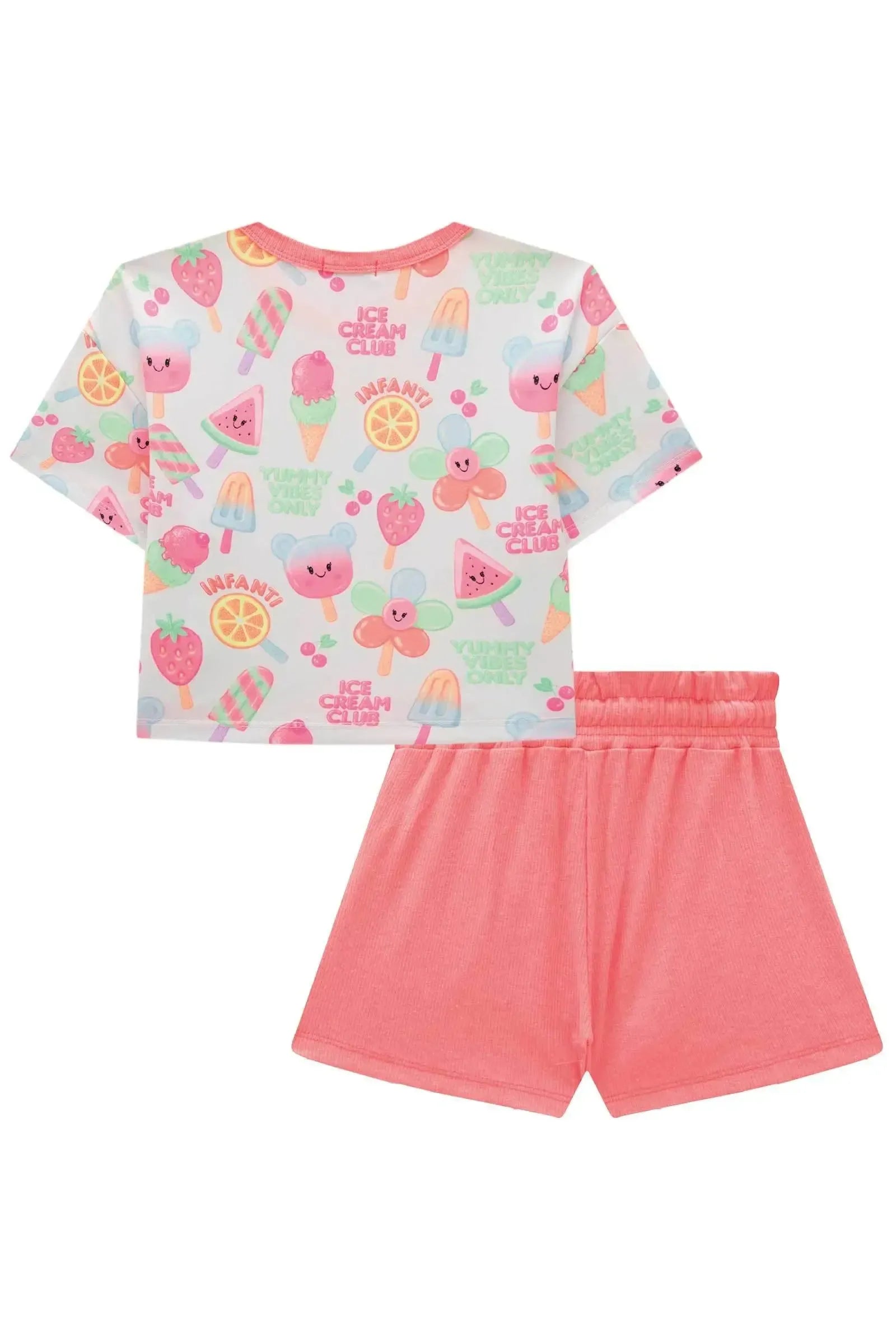 Conjunto de Blusa em Malha Power e Shorts em Canelado Liz 95420 Infanti Infantil Menina