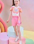 Conjunto de Blusa em Malha Power e Shorts em Moletom sem Pelúcia 83522 Infanti Infantil Menina
